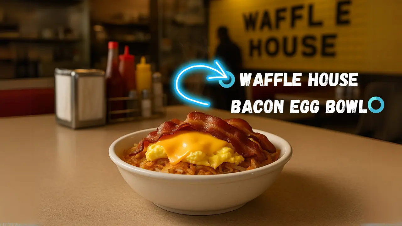 Waffle House Bacon egg and cheese hashbrown bowl hero image