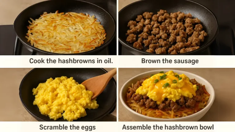 Waffle House Sausage Egg and Cheese Hashbrown Bowl Recipe