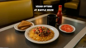 A selection of colorful vegan options at waffle house dishes displayed on a table, showcasing plant-based meal options.