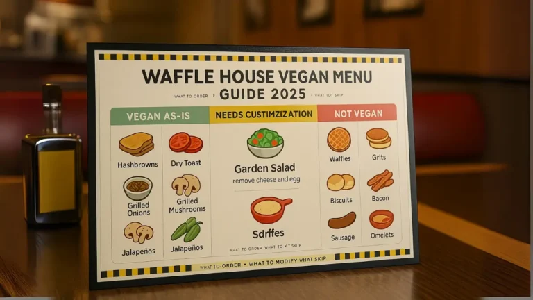 Waffle House vegan menu guide from 2025, featuring plant-based options and meal suggestions for vegan diners.