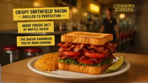 A delicious sandwich featuring layers of bacon and cheese, nestled between two slices of golden-brown bread.