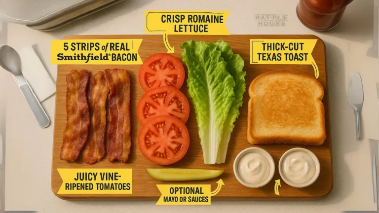 A wooden cutting board features a sandwich filled with crisp lettuce, juicy tomato, and savory bacon, prepared for a meal.