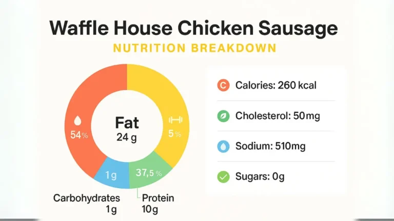 Nutrition breakdown of Waffle House chicken sausage, highlighting calories, protein, and fat content for informed choices.