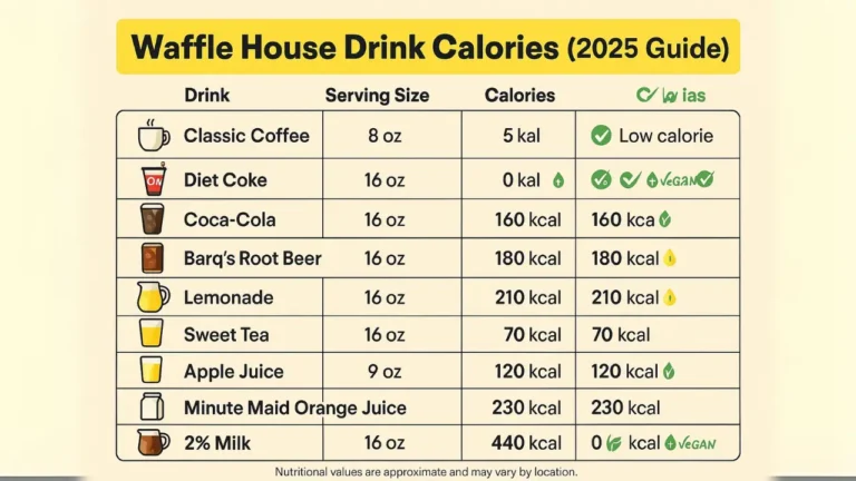 waffle house drinks menu calories