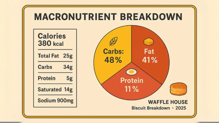 Macronutrient breakdown of grilled biscuit chart illustrating protein, fat, and carbohydrate content of a meal.