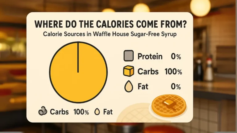 A menu that includes a picture of a waffle and a calorie chart listing the calories for different waffle varieties.