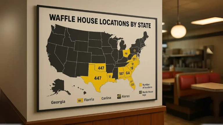 Visual representation of Waffle House map locations categorized by state.