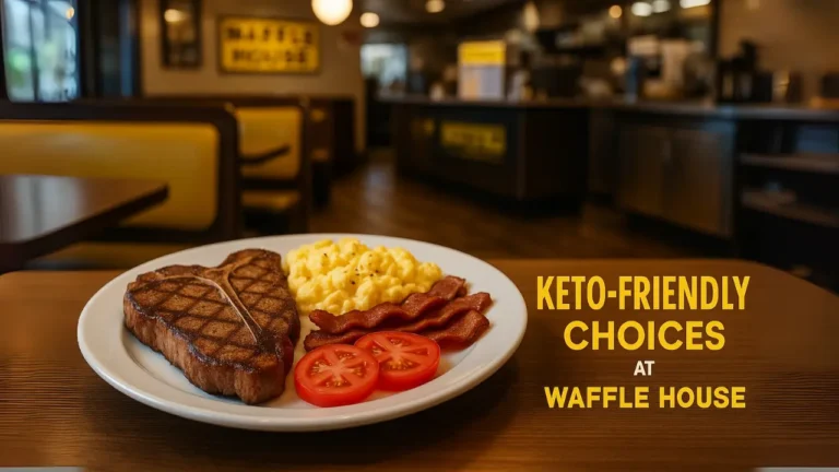 A selection of waffle house keto-friendly menu items displayed at Waffle House, including eggs, bacon, and low-carb options.