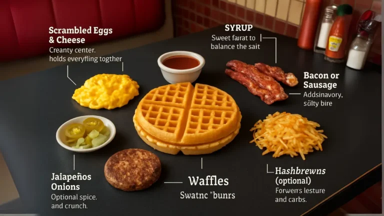Waffle House waffle sandwich breakfast menu featuring various waffle, egg, and breakfast platter options