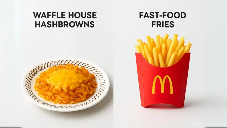 Does the waffle house have fries? side-by-side comparison of two fast food items, showcasing variations in style and nutritional content.