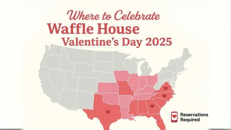 Waffle House Valentine's Day menu location celebration with a special menu featuring heart-shaped waffles and romantic decor.